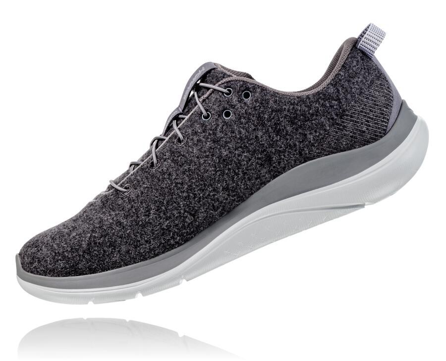 Hoka One One Hardloopschoenen Dames - Hupana Flow Wool - Donkergrijs - LD2463197